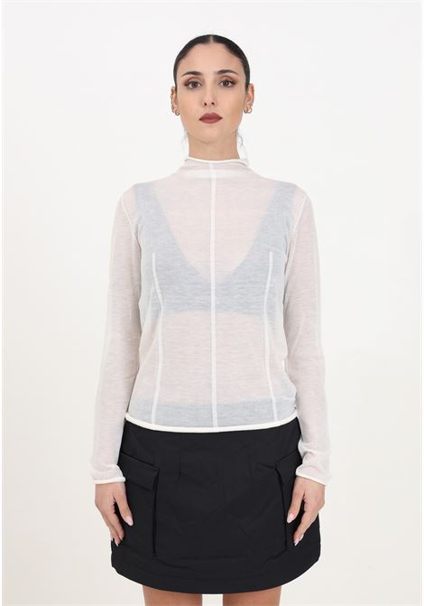 Transparent high neck women's sweater with raised stitching CALVIN KLEIN JEANS | J20J222925YAFYAF